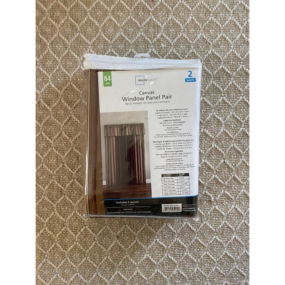 NEW Mainstays red and brown set of two curtains